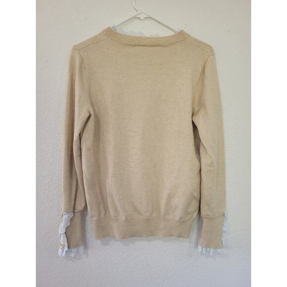 Women's Cream Knit Sweater with built in Lace Liner size Medium #16 - Picture 2 of 5